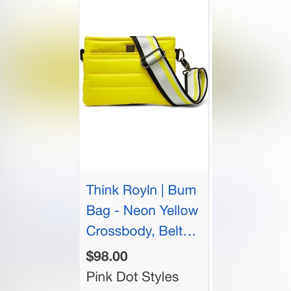 Think Rolyn neon yellow crossbody bag - NEW (yeah zipper protectors still on).